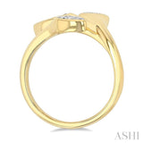 3/8 Ctw Lovebright Bypass Mixed Shape Mount Round Cut Diamond Fashion Ring in 10K Yellow and White Gold