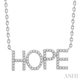 1/5 ctw 'HOPE' Block Round Cut Diamond Necklace in 10K White Gold