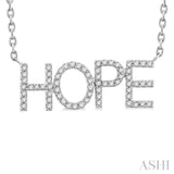 1/5 ctw 'HOPE' Block Round Cut Diamond Necklace in 10K White Gold