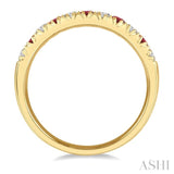 2.3 MM Ruby and 1/4 ctw Round Cut Diamond Precious Wedding Band in 14K Yellow Gold