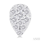 1/6 ctw Lovebright Petite Pear Shape Round Cut Diamond Fashion Stud Earring in 10K White Gold