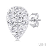 1/6 ctw Lovebright Petite Pear Shape Round Cut Diamond Fashion Stud Earring in 10K White Gold