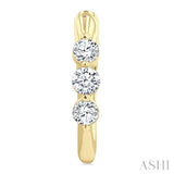 1/2 Ctw 3-Stone Round Cut Diamond Fashion Hoop Earring in 14K Yellow Gold