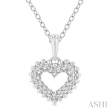 1/10 Ctw Petite Heart Round Cut Diamond Fashion Pendant With Chain in 10K White Gold