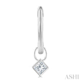 1/3 Ctw Bezel Set Princess Cut Diamond Huggie Earrings in 14K White Gold