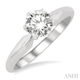 Round Cut Diamond Solitaire Ring in 14K White Gold