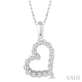 1/10 Ctw Round Cut Diamond Heart Pendant in 10K White Gold with Chain