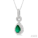 Pear Shape Gemstone & Diamond Pendant