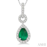 Pear Shape Gemstone & Diamond Pendant