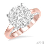 1 1/2 Ctw Lovebright Diamond Cluster Ring in 14K Rose and White Gold