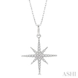 1/6 ctw Round Cut Diamond Star Pendant With Chain in 10K White gold
