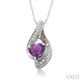 Silver Heart Shape Diamond & Gemstone Fashion Pendant