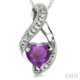 Silver Heart Shape Diamond & Gemstone Fashion Pendant