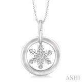 1/20 Ctw Single Cut Diamond Snow Flower Pendant in Sterling Silver with Chain