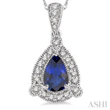 Pear Shape Gemstone & Diamond Pendant