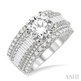 2 1/4 Ctw Diamond Semi-mount Engagement Ring in 14K White Gold