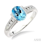 Oval Shape Gemstone & Diamond Ring