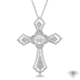 1/20 Ctw Cross Charm Round Cut Diamond Emotion Pendant With Cable Chain in Sterling Silver