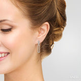 Diamond Paper Clip Long Earrings