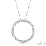 3/4 ctw Circle of Love Round Cut Diamond Pendant With Chain in 14K White Gold