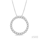 1/4 ctw Circle of Love Round Cut Diamond Pendant With Chain in 14K White Gold