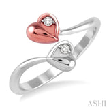 2 Stone Twin Heart Shape Diamond Fashion Open Ring
