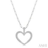 1/2 ctw Round Cut Diamond Heart Pendant With Chain in 14K White Gold