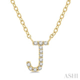 1/20 ctw Initial 'J' Round Cut Diamond Pendant With Chain in 10K Yellow Gold