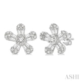 Flower Shape Baguette Diamond Fashion Earrings