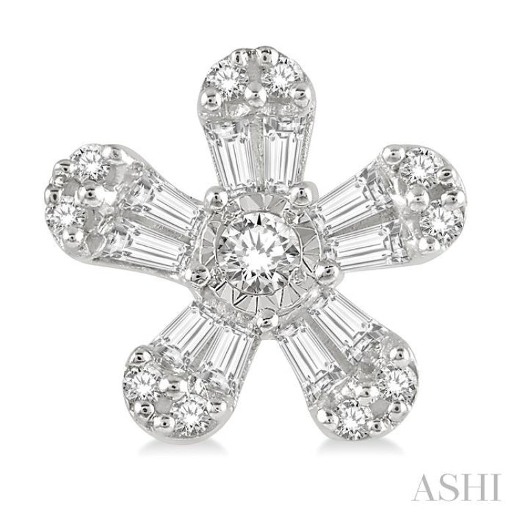 Flower Shape Baguette Diamond Fashion Earrings