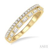 1/2 ctw Parallel Row Baguette and Round Cut Diamond Stackable Fashion Band in 14K Yellow Gold