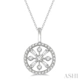 1/3 ctw Circle Baguette and Round Cut Diamond Fashion Pendant With Chain in 14K White Gold