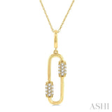 1/10 ctw Round Cut Diamond Paper Clip Pendant With Chain in 10K Yellow Gold