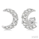 1/10 ctw Crescent Moon Round Cut Diamond Petite Fashion Earring in 10K White Gold