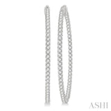 5 ctw Round Cut Diamond In & Out 2-Inch Hoop Earring in 14K White Gold