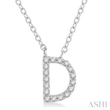 1/20 ctw Initial 'D' Round Cut Diamond Pendant With Chain in 10K White Gold