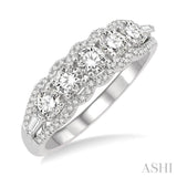 1 Ctw Baguette and Round Cut Diamond Fashion Ring in 14K White Gold