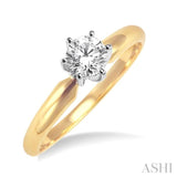 Round Cut Diamond Solitaire Ring in 14K Yellow Gold