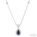 Pear Shape Gemstone & Lovebright Diamond Necklace